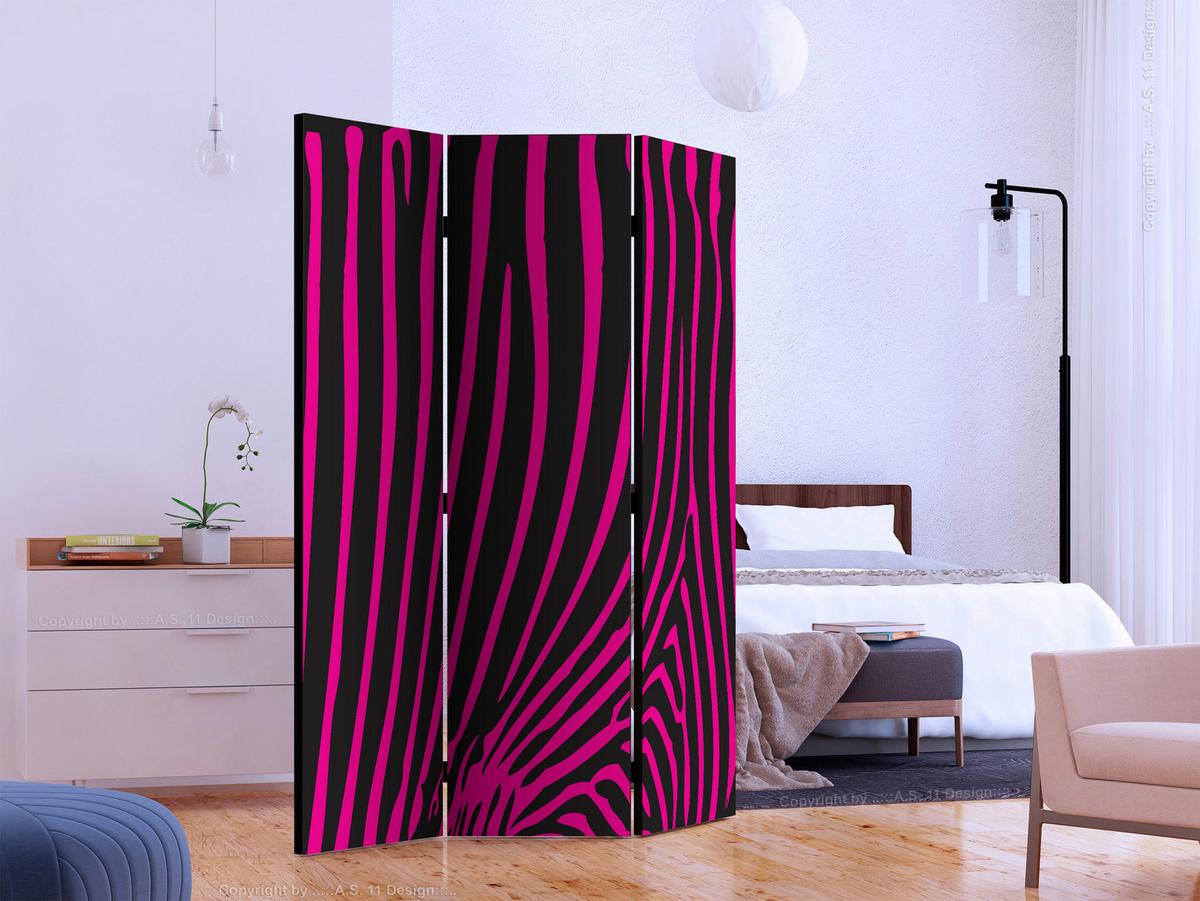 Paravent Schwarz Pink B: 135 Cm - Pink/Schwarz, Basics, Holz/Textil (135/172/3cm) - artgeist