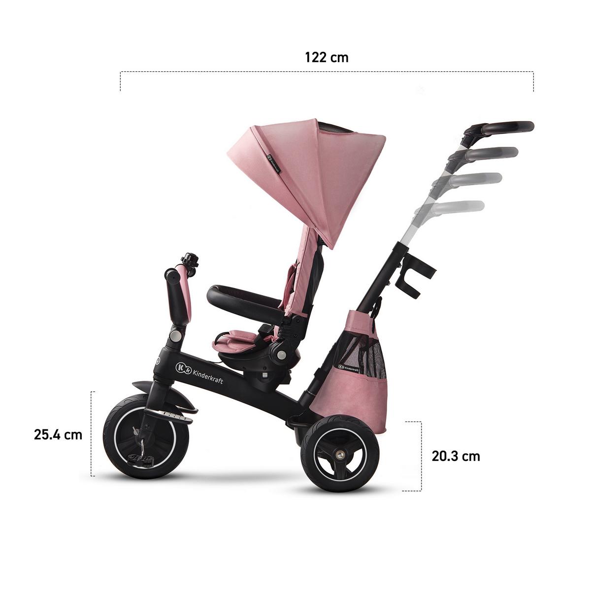 Dreirad Easytwist 5-in-1 Rosa, B/h/t: 34x107x122cm - Rosa, Basics, Kunststoff/Textil (34/107/122cm) - Kinderkraft
