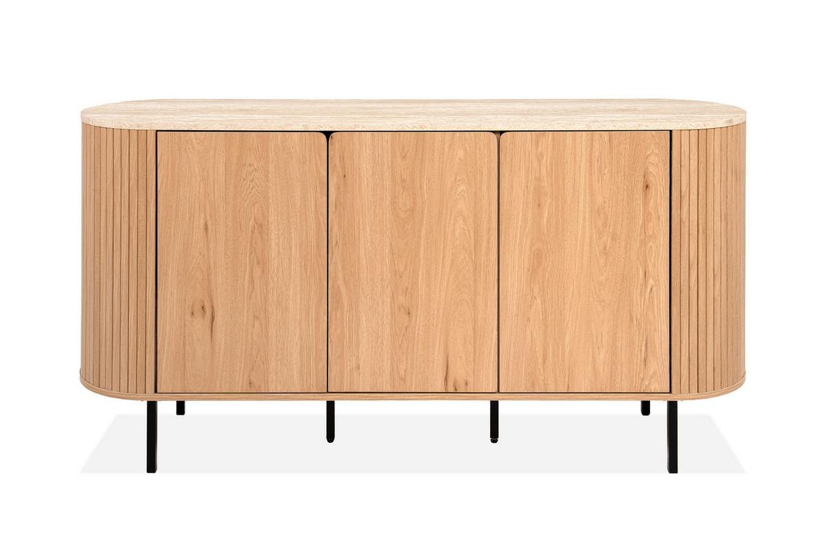 Sideboard Fabia Eichefarben B: 160cm - Eichefarben/Schwarz, Design, Holzwerkstoff (160/80/40cm) - MID.YOU