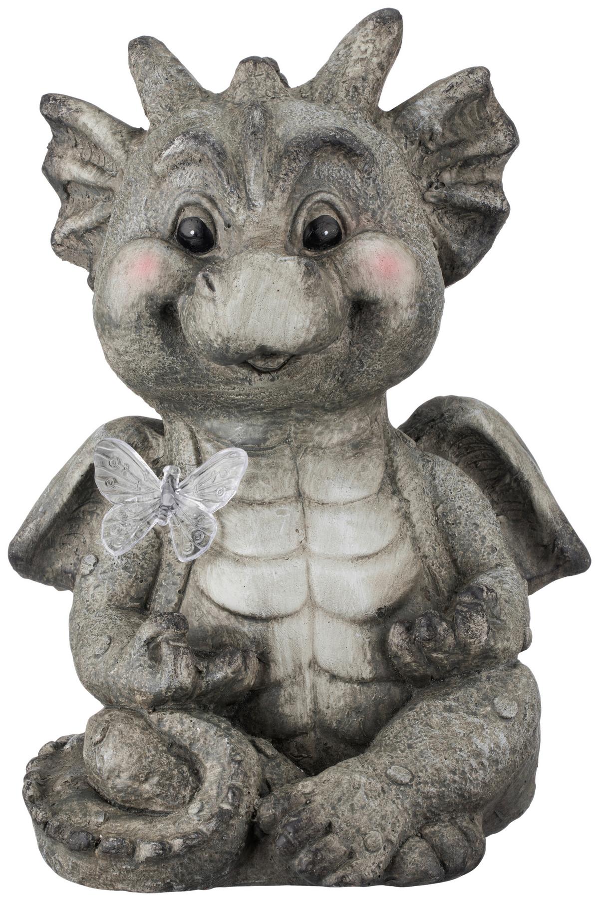 Dekodrache Barry L/b/h: Ca. 22/32,5/24 Cm - Grau, KONVENTIONELL, Stein (22/32,5/24cm) - Ondega