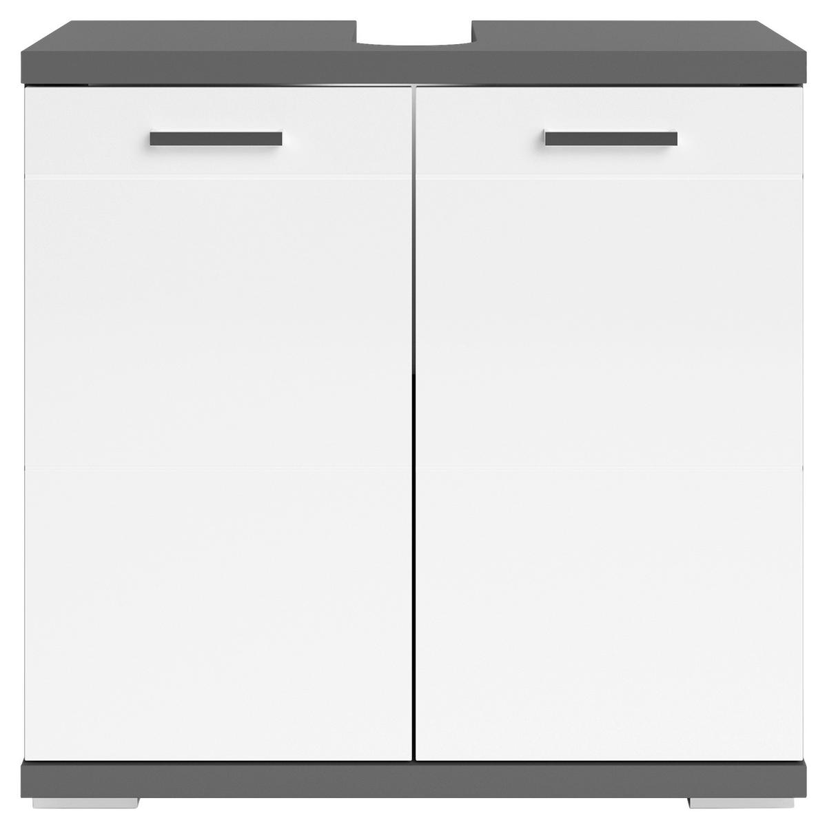 Waschbeckenunterschrank Nebraska B: 60 cm Anthrazit - Chromfarben/Weiß Hochglanz, MODERN, Holzwerkstoff (60/59/31,5cm) - MID.YOU