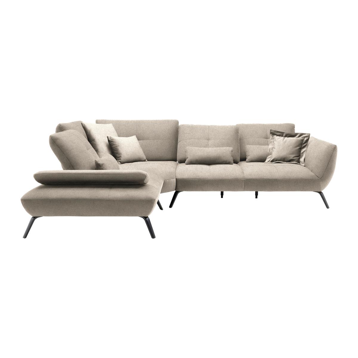 Rohová sedačka TRENDY, ľavá, écru - čierna/écru, Modern, kov/kompozitné drevo (250/93/310cm) - Premium Living