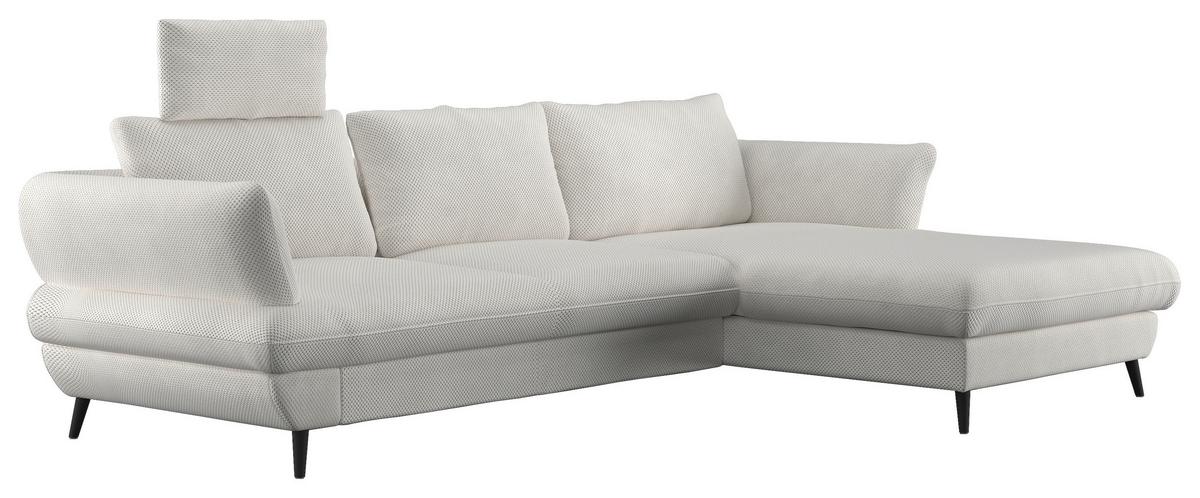 Ecksofa Balou, Creme S: 281x181 cm - Creme/Schwarz, Design, Textil (281/181cm) - Livetastic