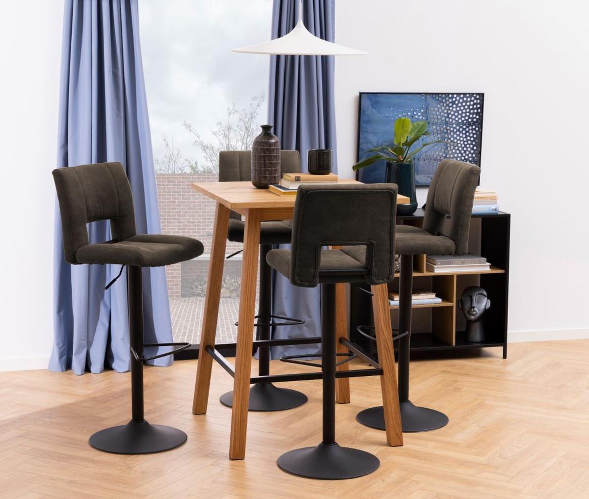 Barhocker höhenverstellbar mit Lehne Sylvia Anthrazit - Anthrazit/Schwarz, Design, Textil/Metall (41,5/94-115/52cm) - Carryhome