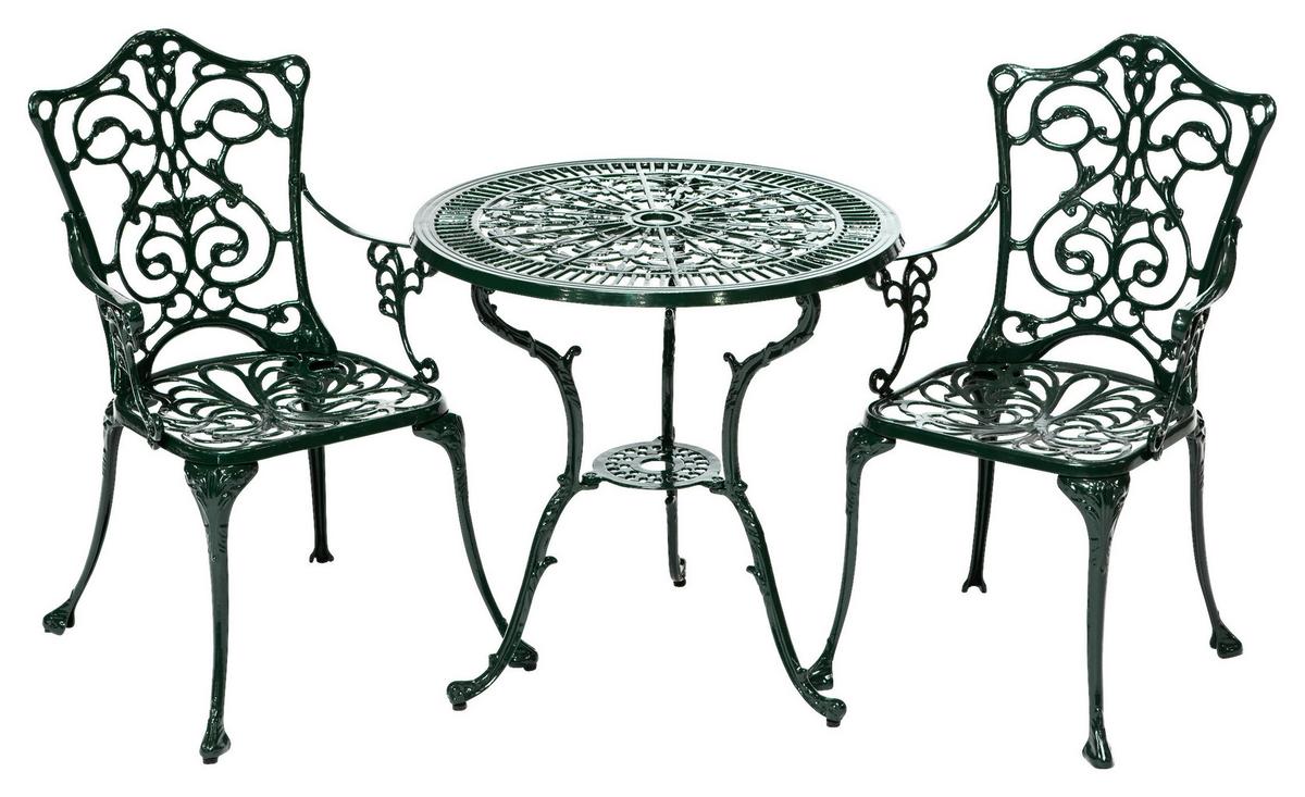 Gartengarnitur 3-tlg. Lugano Metall Grün - Grün, KONVENTIONELL, Metall - Gardenson