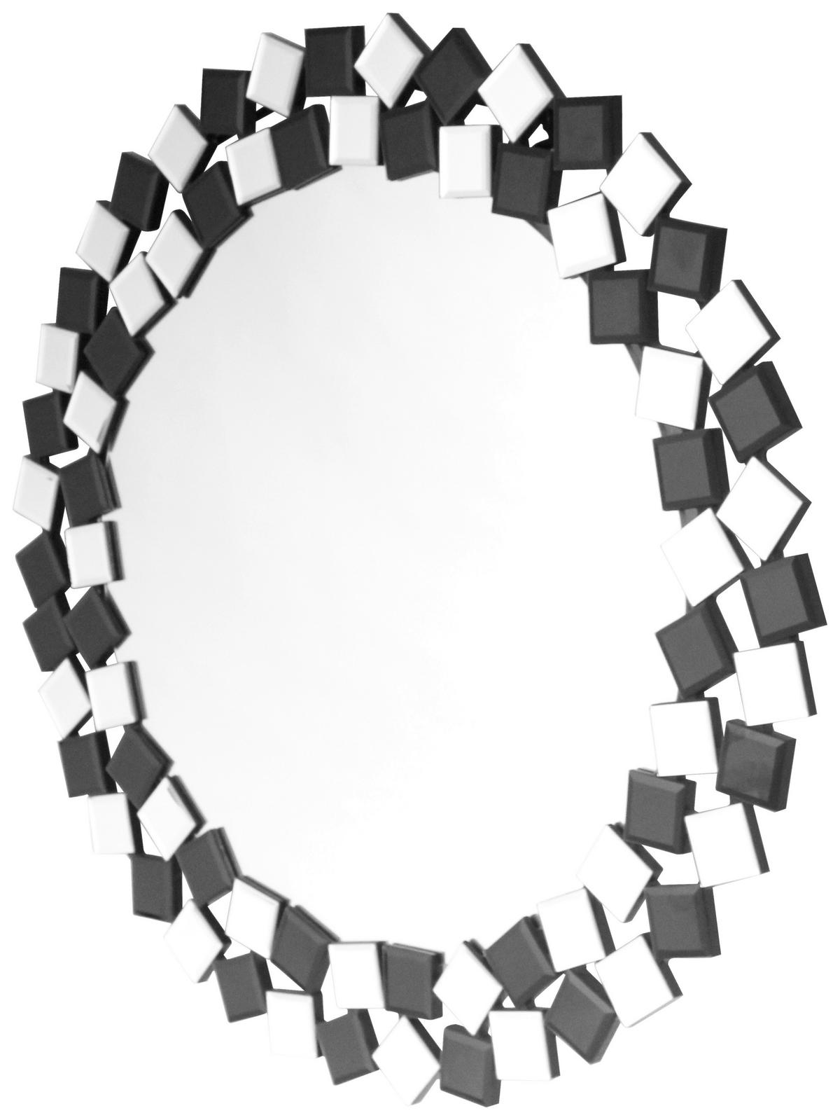 Wandspiegel Mosaic 1825 Silber/schwarz - Silberfarben/Schwarz, Basics, Glas/Holzwerkstoff (80/80/1,6cm) - Kayoom