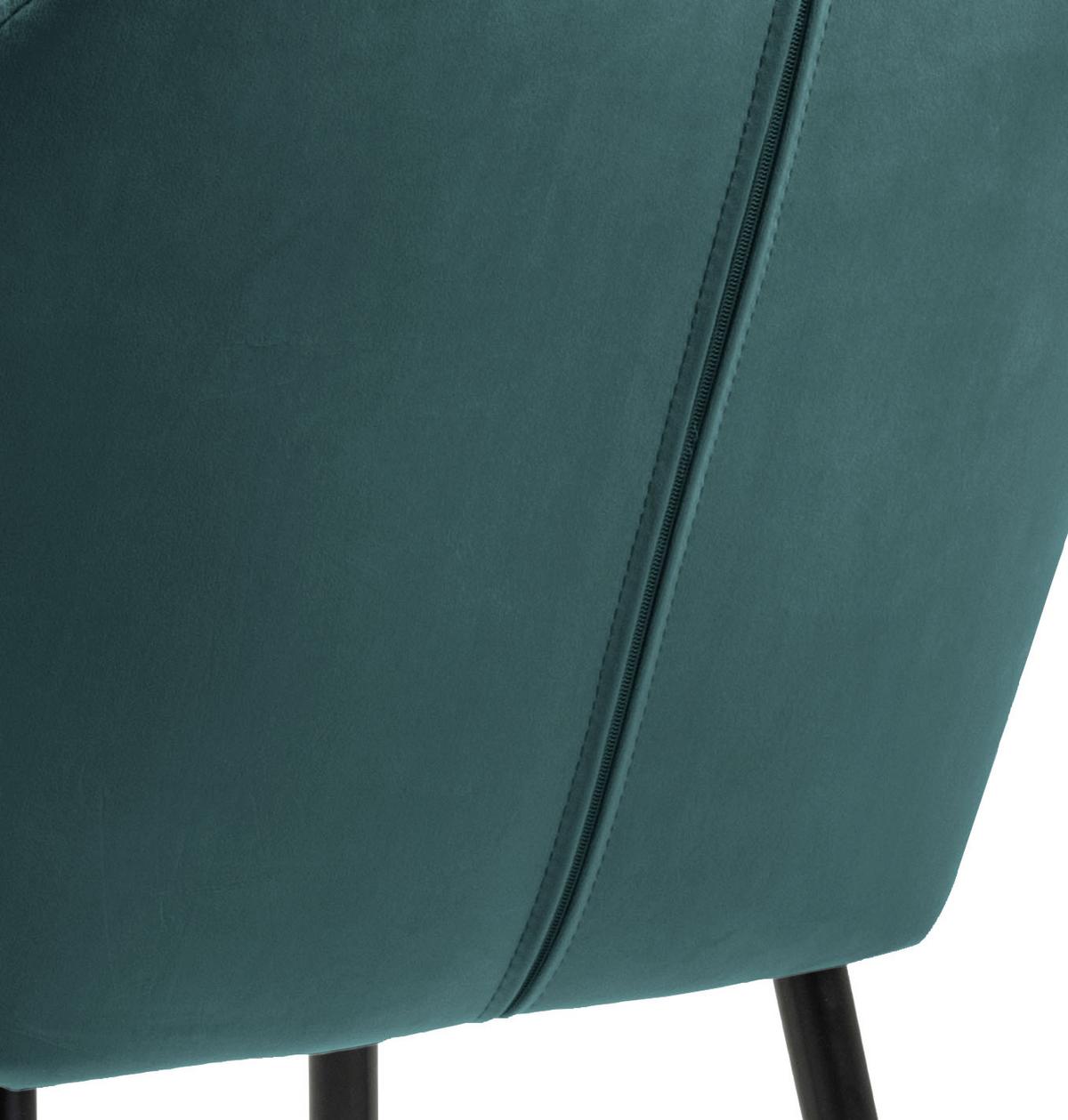 Židle s područkami EMILIA zelená - černá/tmavě zelená, Trend, kov/textil (57/83/59cm) - Ambia Home