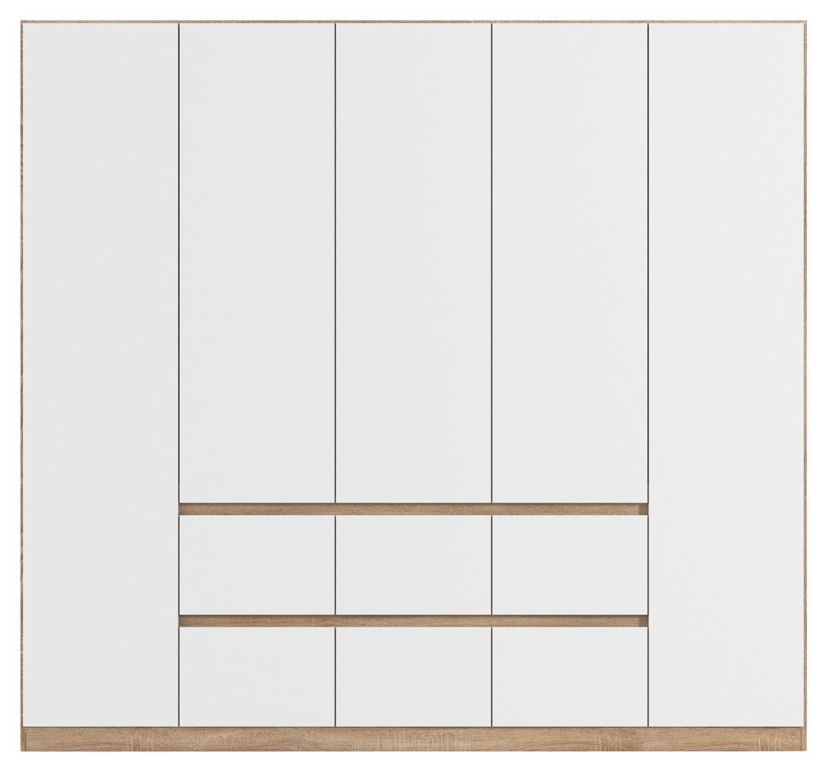 Drehtürenschrank Mainz Eichefarben B: 226 cm - Eichefarben/Weiß, Basics, Holzwerkstoff (226/210/54cm) - Rauch Möbel