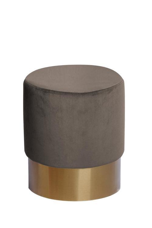 Hocker Nano Samt Taupe/ Goldfarben H: 42 cm - Taupe/Goldfarben, Basics, Holz/Holzwerkstoff (35/42cm) - Kayoom