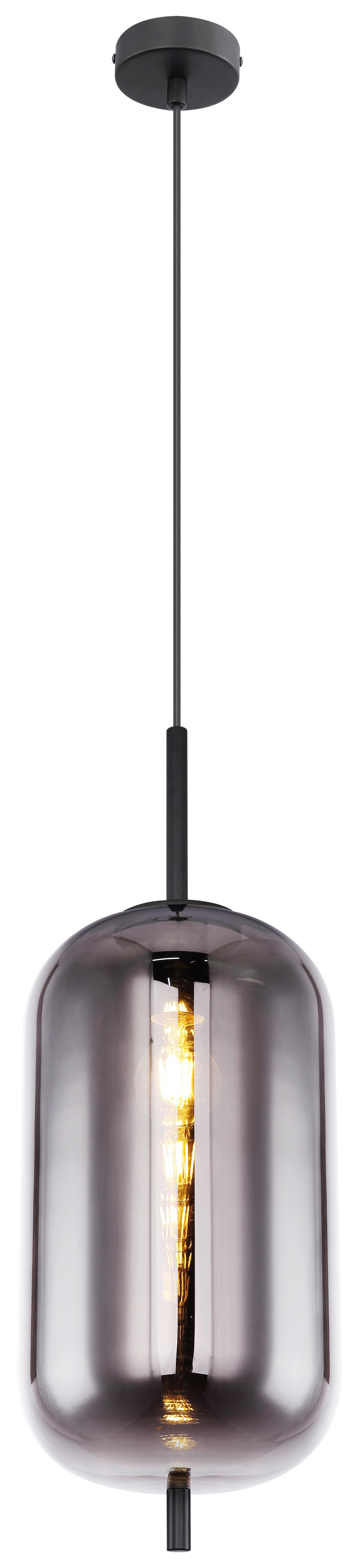 Hängeleuchte Blacky Ø 22 Cm 1-Flammig - Schwarz, Design, Glas/Metall (22/120cm) - Globo