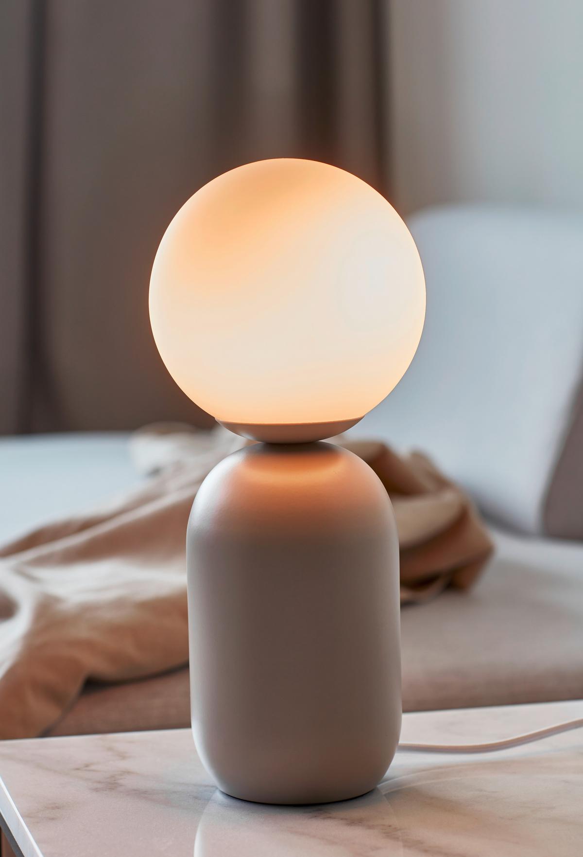 Tischleuchte Notti Grau Weiß D: 15 cm - Weiß/Grau, Design, Glas/Metall (15/35cm) - Nordlux
