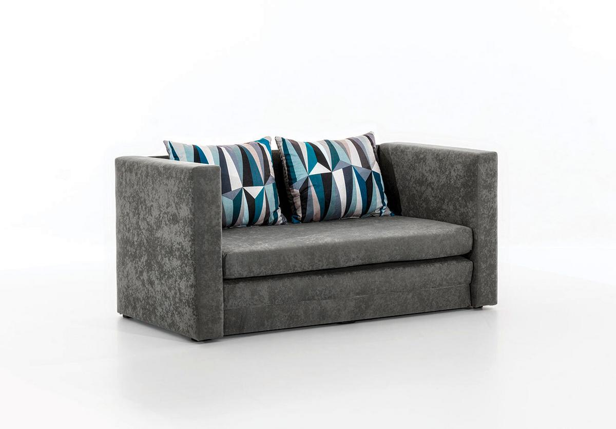 Schlafsofa Neva Blaugrau, B: 132 Cm - Blaugrau/Schwarz, Design, Textil (132/62/70cm) - MID.YOU