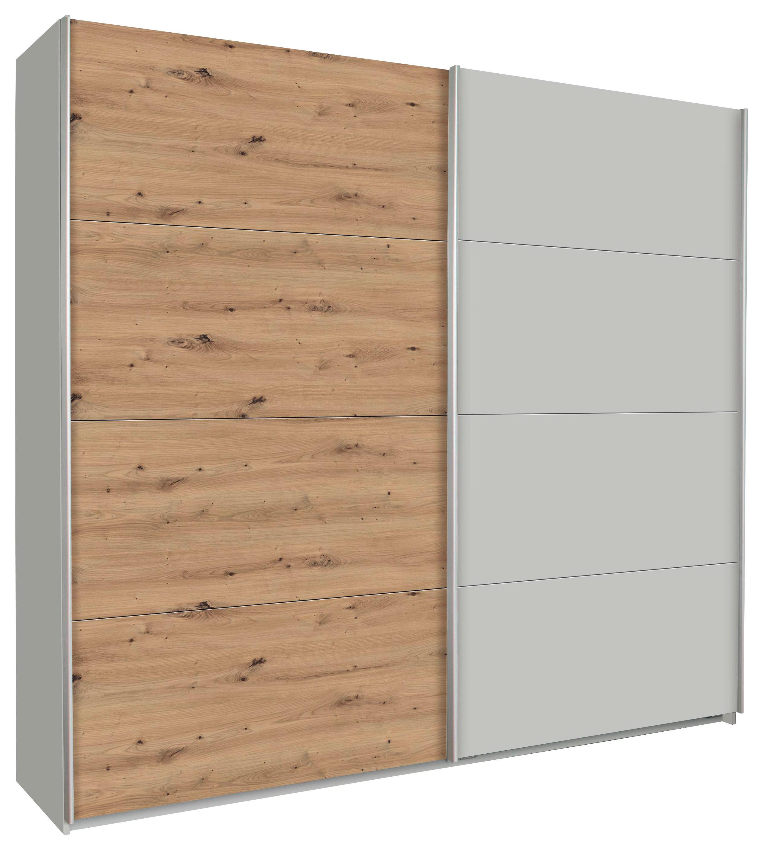Skriňa s posuvnými dverami Feldkirch 8, 226/210 cm - sivá/farba duba, Modern, kov/kompozitné drevo (226/210/62cm)