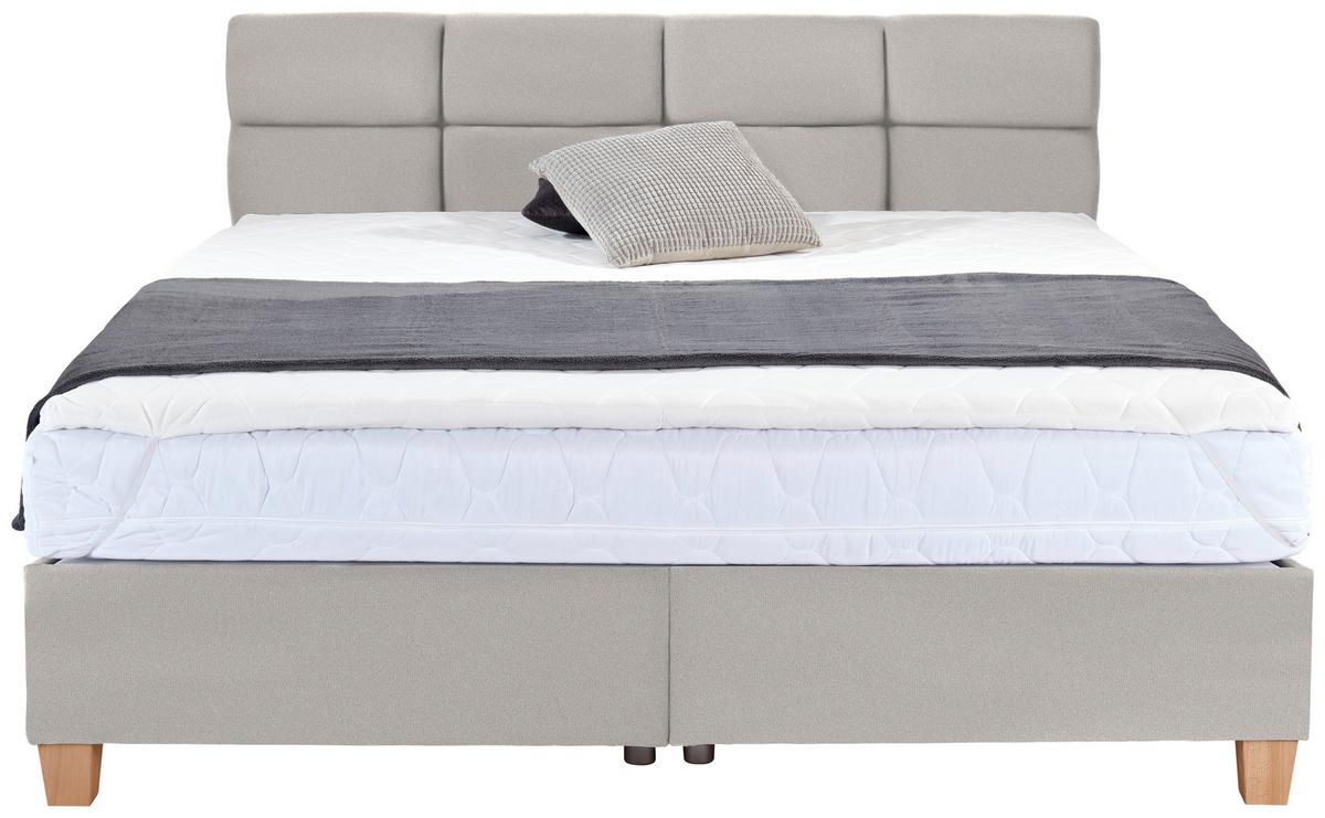 Polsterbett mit Bettkasten 140x200 Bellagio Creme - Buchefarben/Creme, KONVENTIONELL, Holz/Textil (140/200cm)