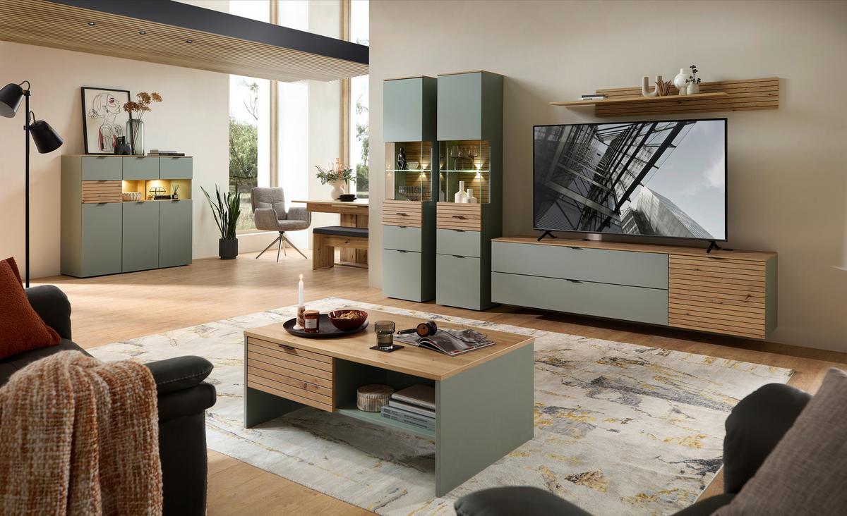 VYSOKÁ KOMODA MEMPHIS - černá/zelená, Moderní, kov/kompozitní dřevo (125/125/45cm) - Premium Living