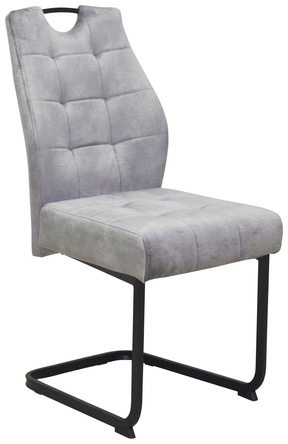 Schwingstuhl Emilia Webstoff Grau, B: 43 Cm - Schwarz/Grau, KONVENTIONELL, Textil/Metall (43/95/61cm)