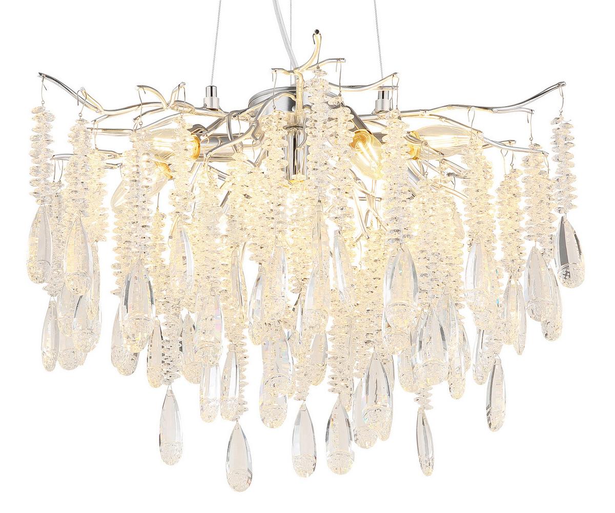 Hängeleuchte Exkl. 8xe14, 40w - Klar/Silberfarben, KONVENTIONELL, Glas/Kunststoff (60/120cm) - Globo