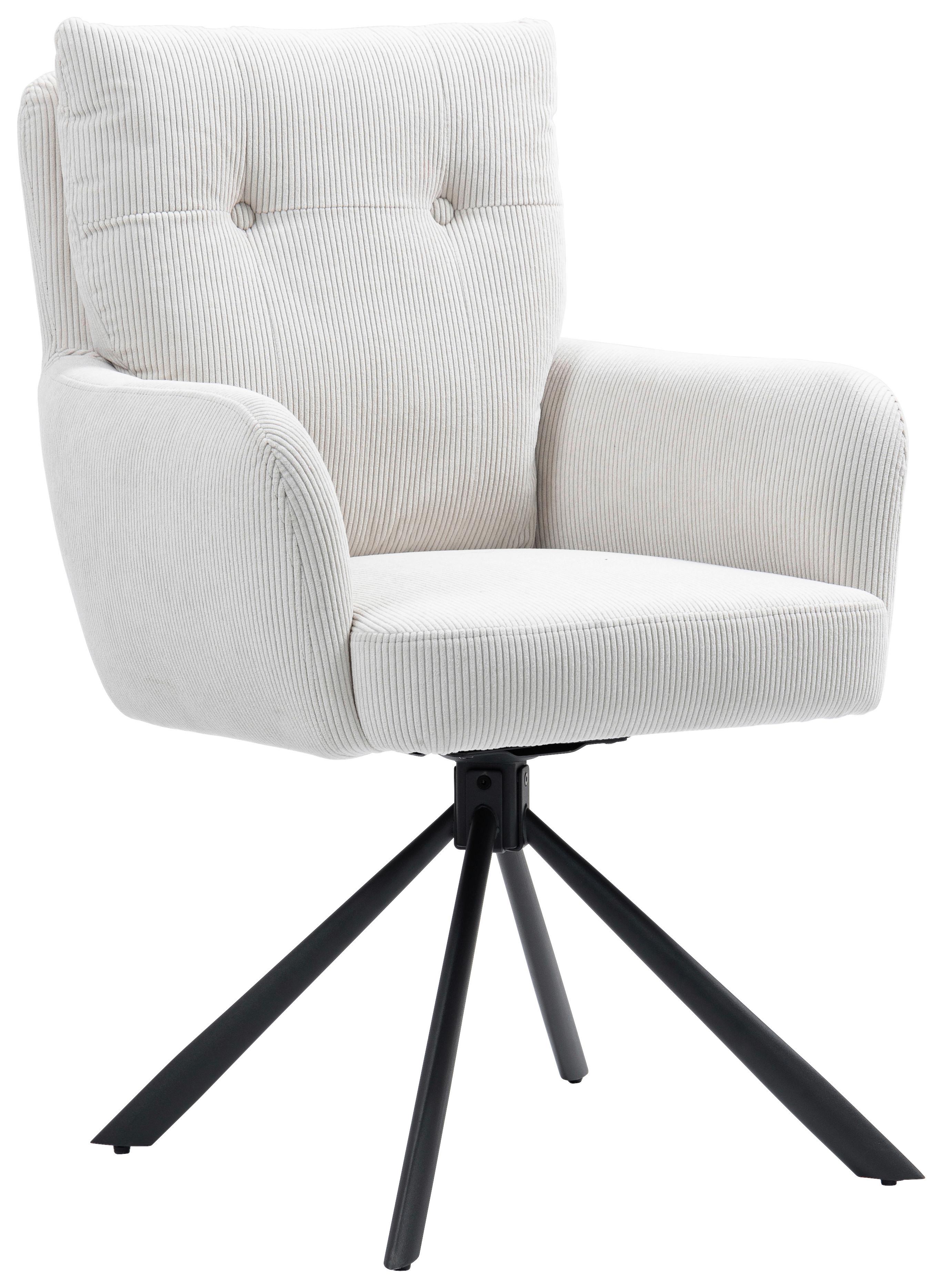 Armlehnstuhl Enja Creme Sitzfl. 180° drehbar, B: 60cm - Creme/Schwarz, KONVENTIONELL, Textil/Metall (60/95/67cm) - MID.YOU