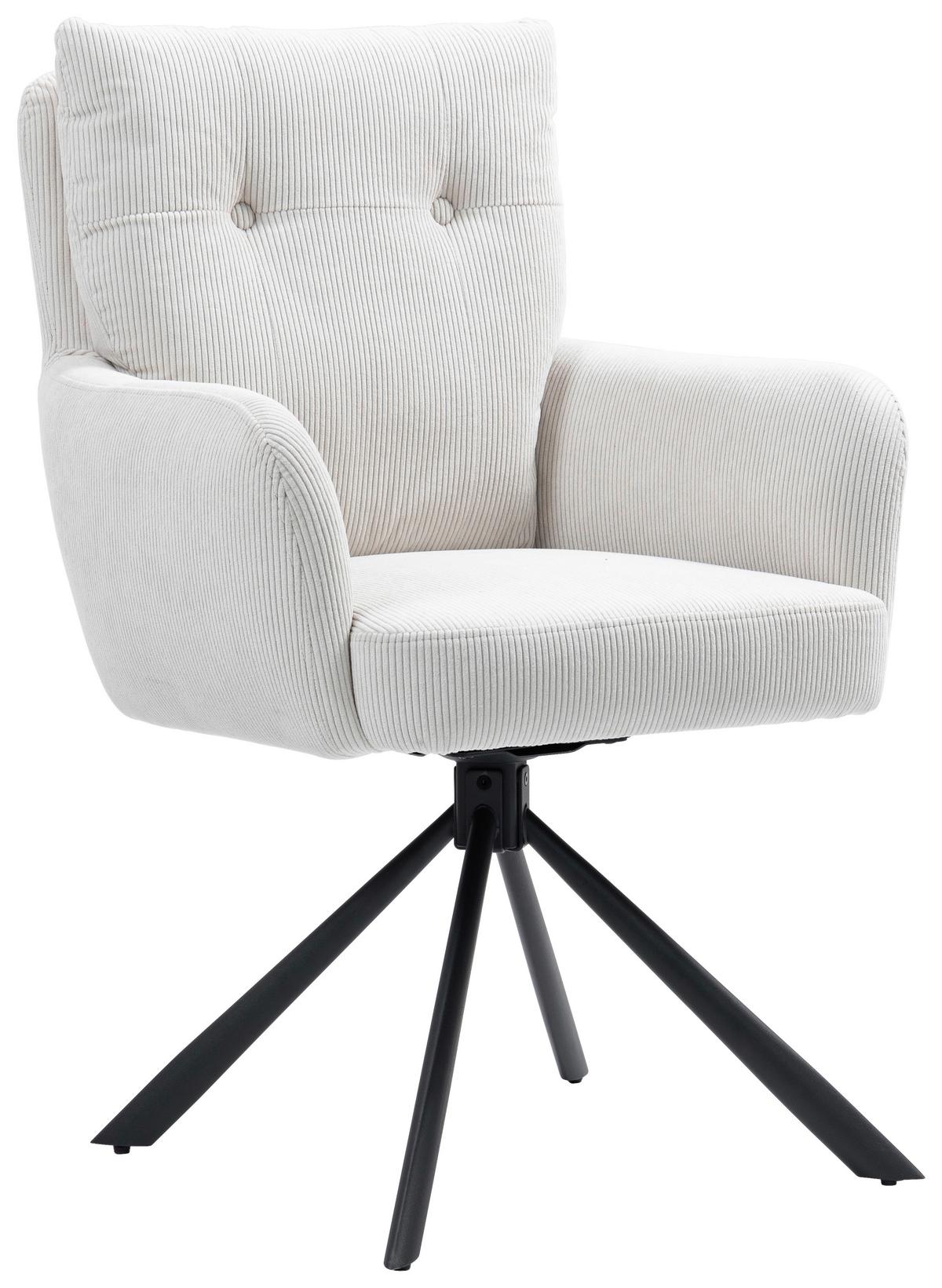 Armlehnstuhl Enja Creme Sitzfl. 180° drehbar, B: 60cm - Creme/Schwarz, KONVENTIONELL, Textil/Metall (60/95/67cm) - MID.YOU