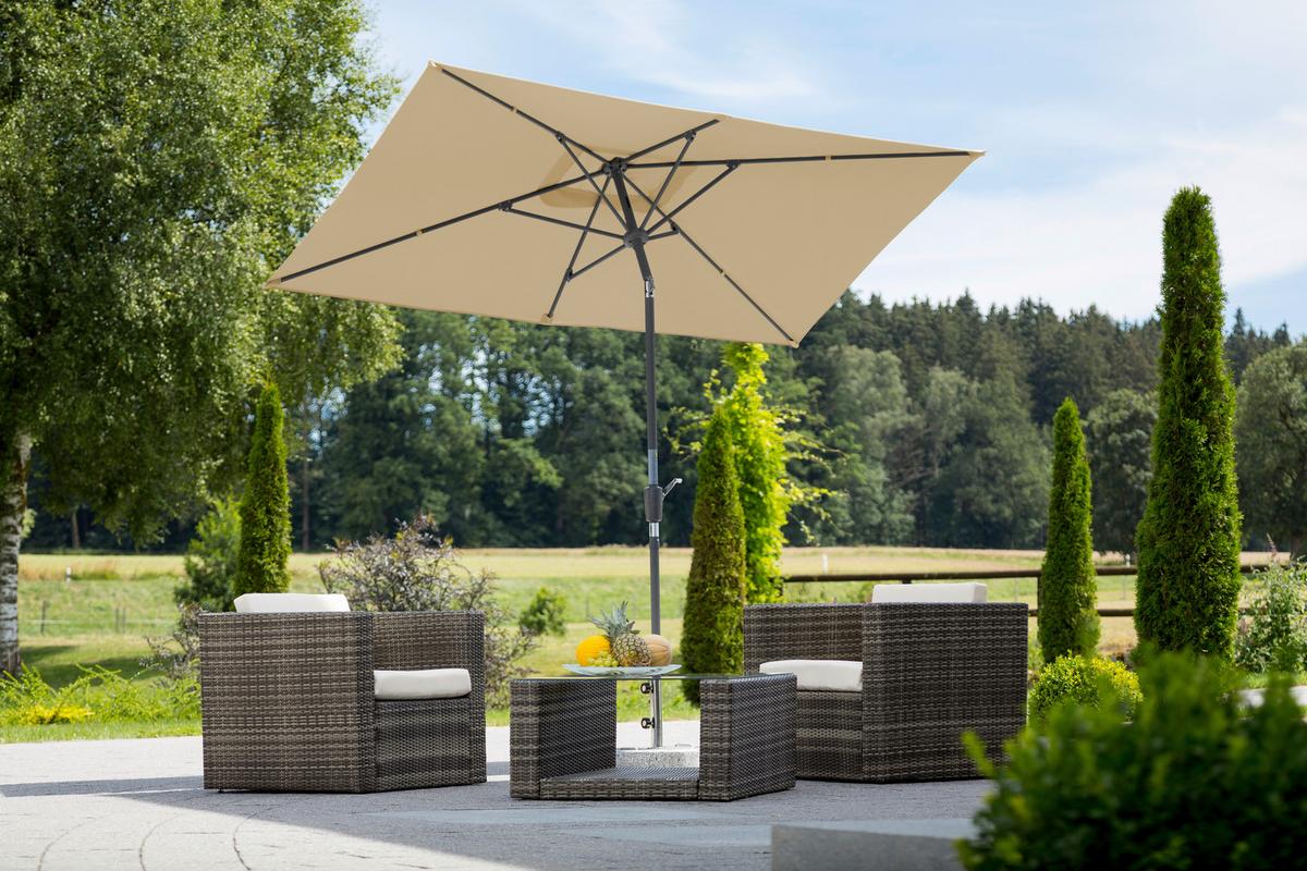 Sonnenschirm Tunis BxHxT: 150x250x270 cm Naturfarben - Anthrazit/Naturfarben, Basics, Textil/Metall (150/250/270cm) - Schneider