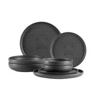 Kombiservice Steinzeug Schwarz 8--Teilig. - Schwarz, Basics, Keramik - Mäser
