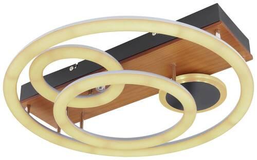 LED-Deckenleuchte Darryl - Opal/Schwarz, Design, Holz/Kunststoff (48/11cm) - Globo