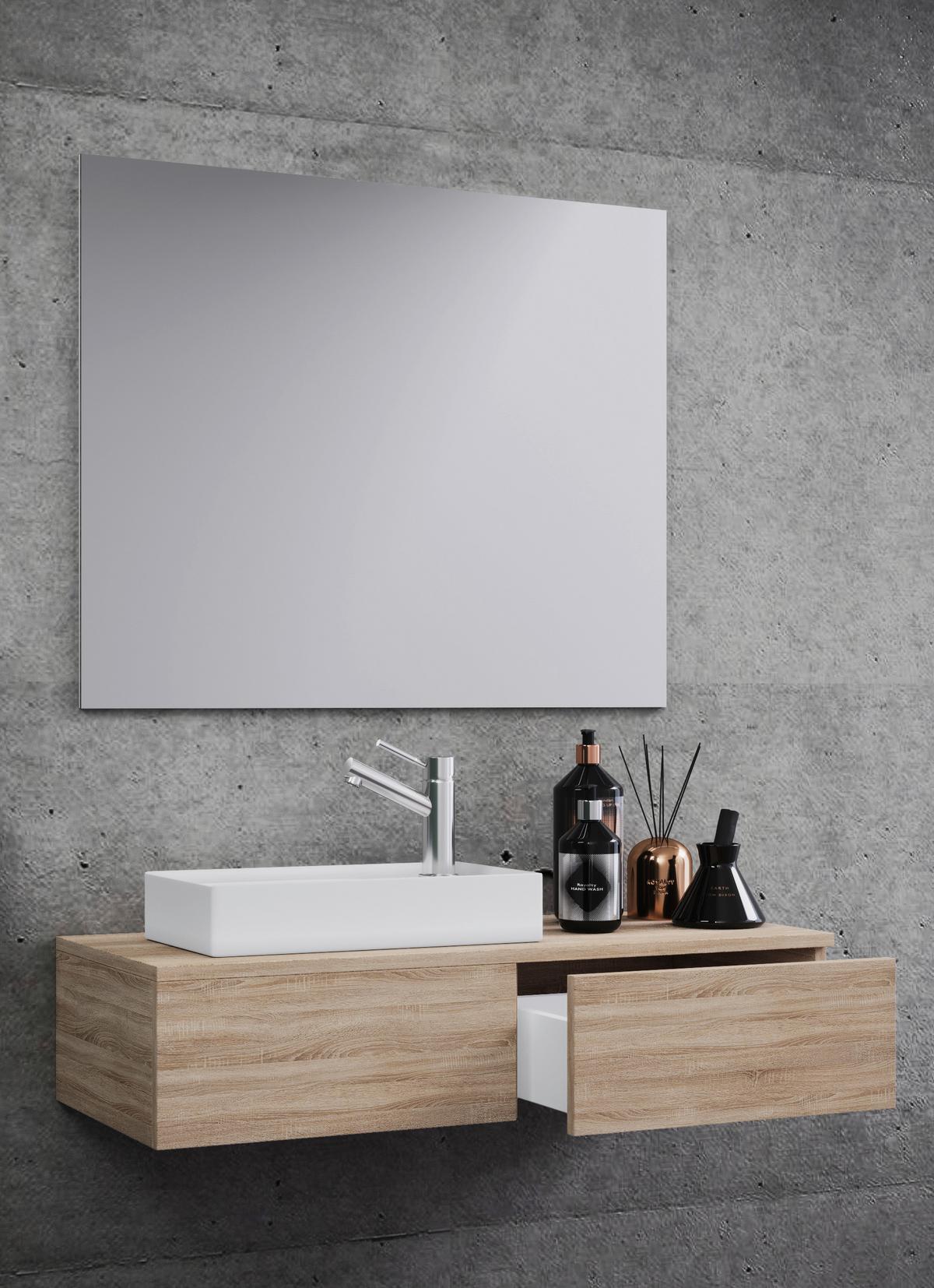 Badezimmer Gudas Sonoma Eiche B: 85 Cm - Weiß/Sonoma Eiche, MODERN, Keramik/Holzwerkstoff (85cm) - MID.YOU