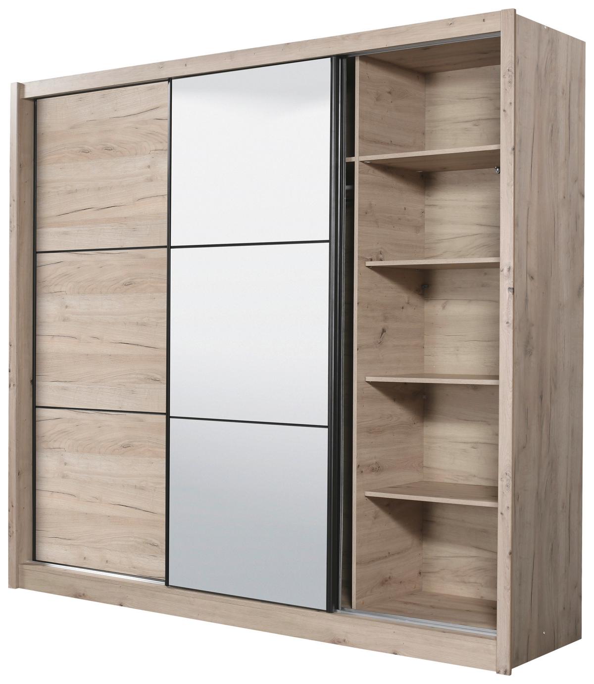 Tolóajtós Szekrény Navara 242/215,5 Cm - tölgyfa, Basics (242/215,5/60,5cm)