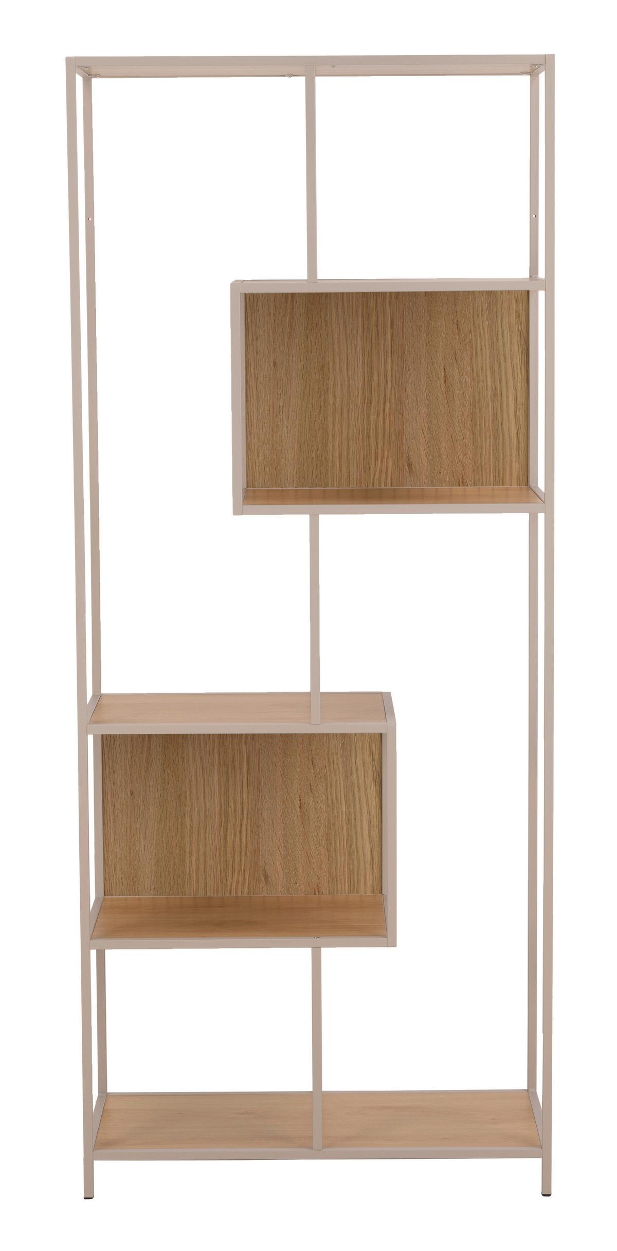 REGÁL SEAFORD - šedá/barvy dubu, Moderní, kov/kompozitní dřevo (77/185/35cm) - Xora