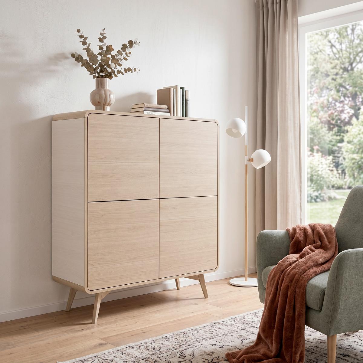 Highboard Torsby Eichefarben B: 108 cm - Eichefarben, Design, Holzwerkstoff (108/130/39cm) - Livetastic