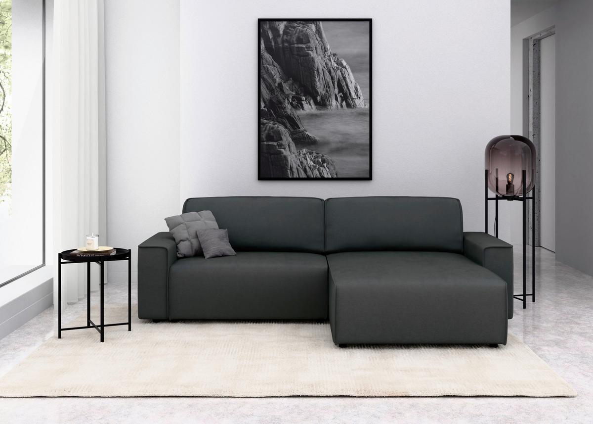 Ecksofa Chance Anthrazit S: 265x164 cm - Anthrazit/Schwarz, MODERN, Textil (265/164cm) - Trendmanufaktur