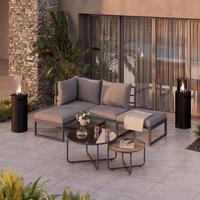 Loungegarnitur Bastia - Schwarz/Grau, MODERN, Glas/Holz (135/263cm) - Beldano