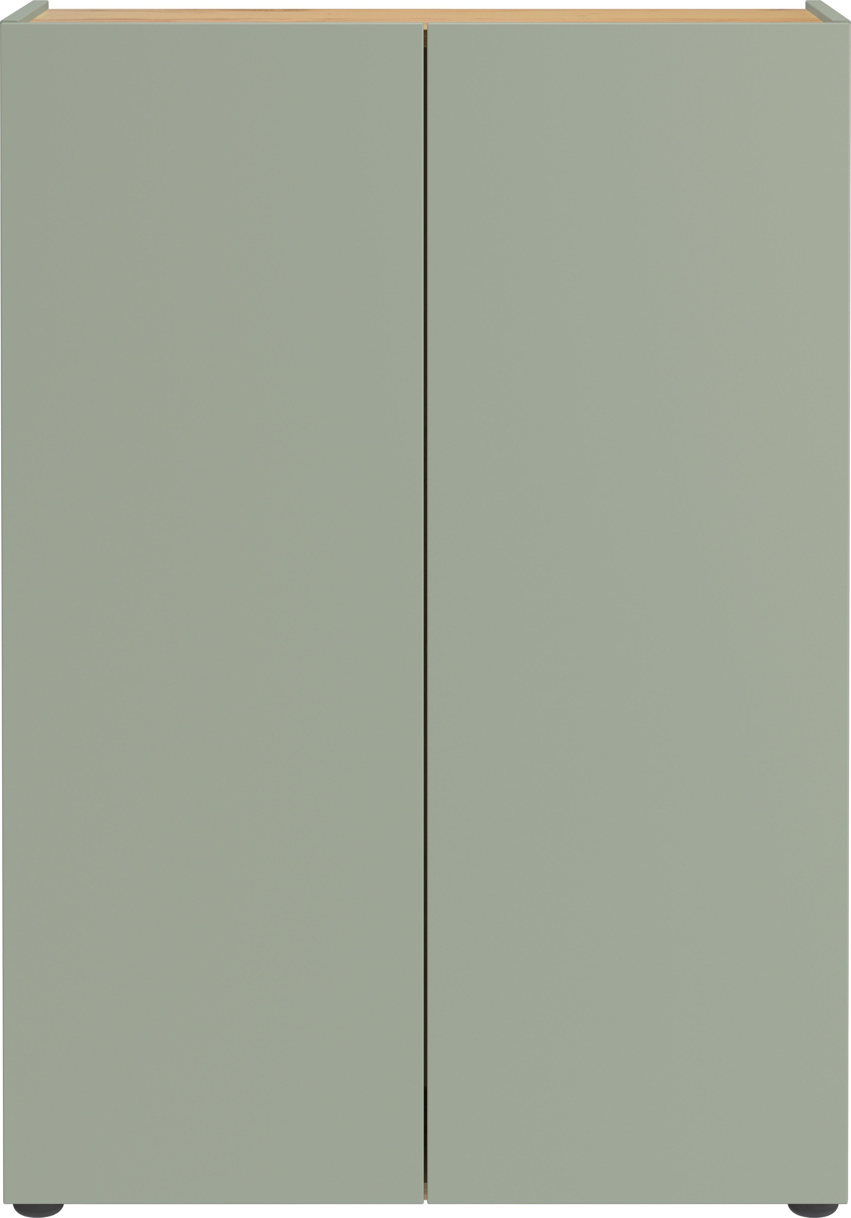 Schuhschrank Alviano Weiß/Eiche Dekor B: 74cm - Eichefarben/Schwarz, Design, Holzwerkstoff (74/105/33cm) - Germania