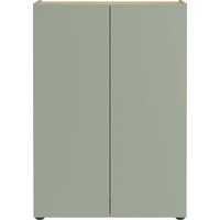 Schuhschrank Alviano Weiß/Eiche Dekor B: 74cm - Eichefarben/Schwarz, Design, Holzwerkstoff (74/105/33cm) - Germania