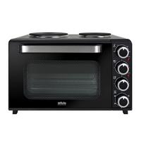 Mini-Backofen Kk 3200 Schwarz 3200 W mit Kochplatte - Schwarz, Trend, Glas/Kunststoff (53/32/43cm) - Silva Homeline