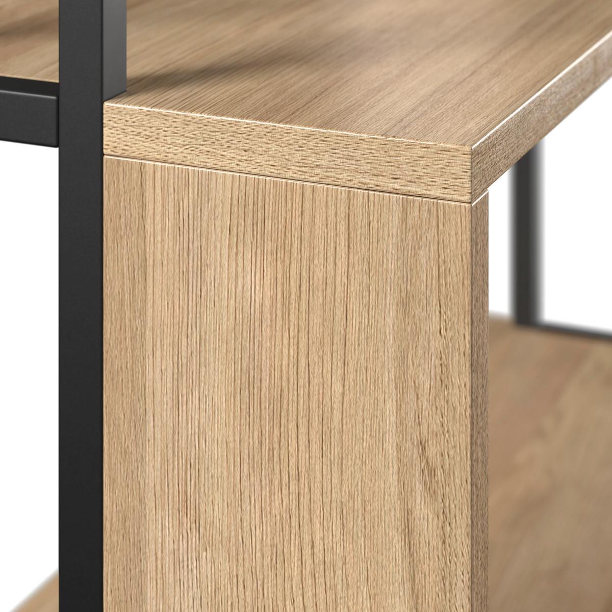 REGÁL FINN - černá/barvy dubu, Moderní, kov/kompozitní dřevo (80/185/35cm) - Bessagi Home