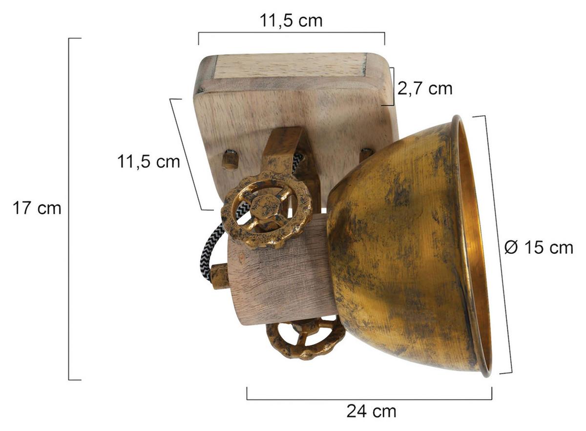 Deckenspots Gearwood - Anthrazit/Kupferfarben, Trend, Holz/Metall (59/19/23cm)