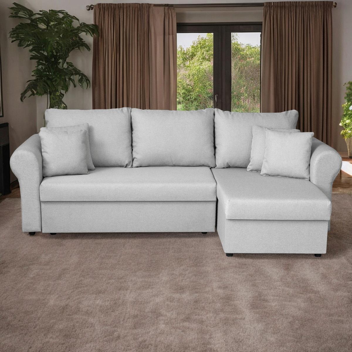Ecksofa Sara - Hellgrau/Schwarz, Design, Textil (248/143cm) - P & B