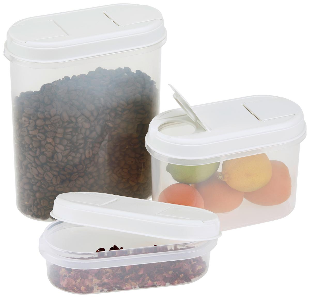 Schüttdose Lara ca. 1,1 L, Spülmaschinengeeignet - Transparent/Weiß, KONVENTIONELL, Kunststoff (9,4/18,7/12,3cm) - Plast Team