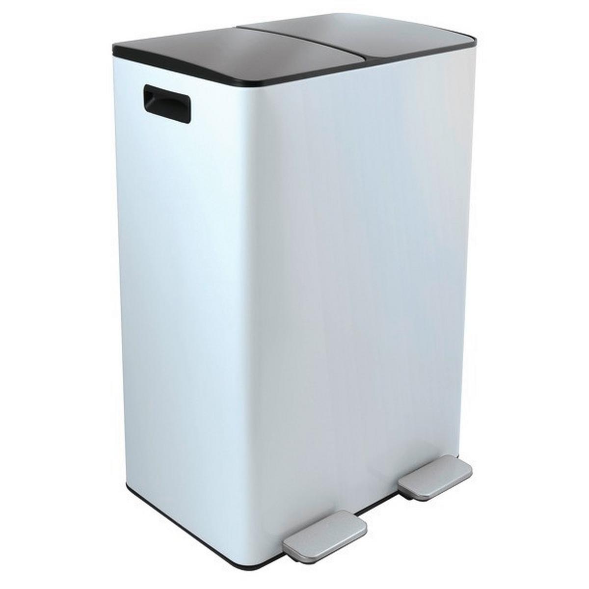 Treteimer Aliya Weiß Metall 60l Weiß Lbh: 45x30x71 Cm - Schwarz/Weiß, Basics, Kunststoff/Metall (45/30/71cm) - Spirella