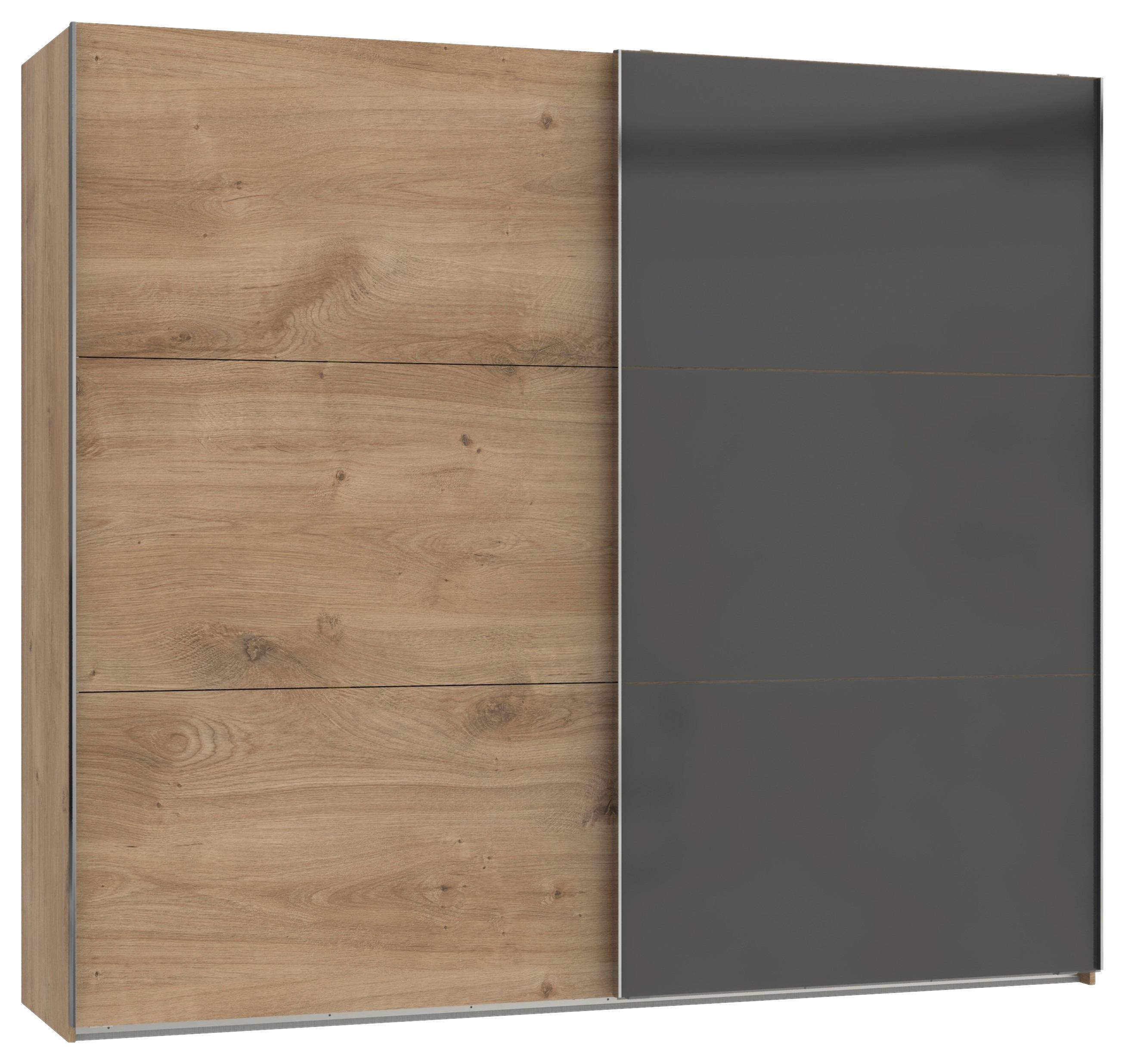 Schwebetürenschrank B: 250 Cm Level Grau/eichefarben Dekor - Eichefarben/Grau, MODERN, Holzwerkstoff (250/216/65cm) - MID.YOU