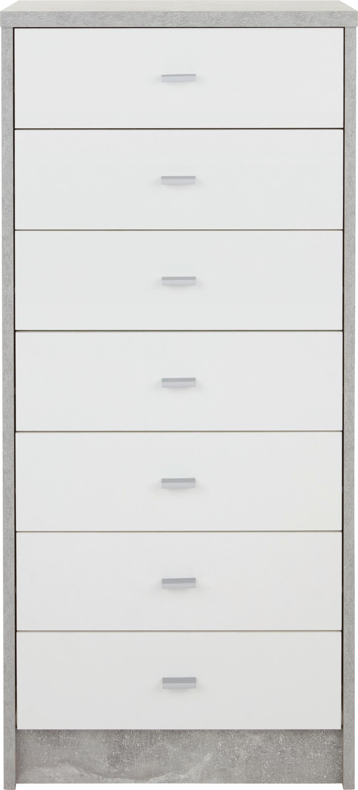 Kommode B 50cm 4-You New, Beton Optik/Weiß - Weiß/Grau, MODERN, Holzwerkstoff (50/111,4/34,6cm)
