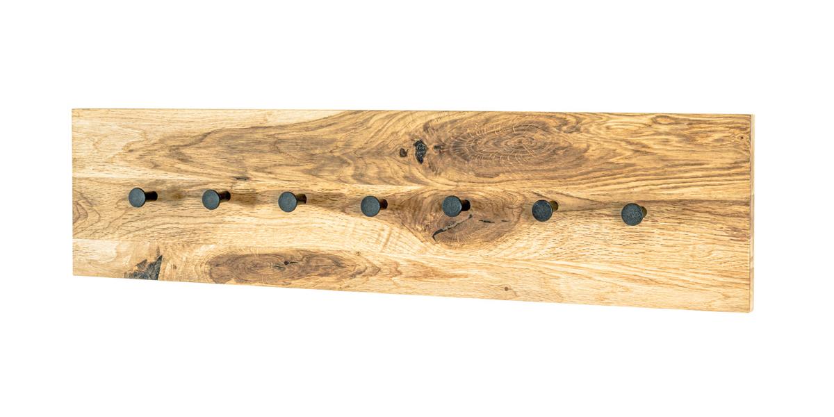 Garderobenpaneel Milano Eichefarben 7 Haken B: 86 Cm - Eichefarben/Schwarz, Basics, Holz/Metall (86/20/6cm)
