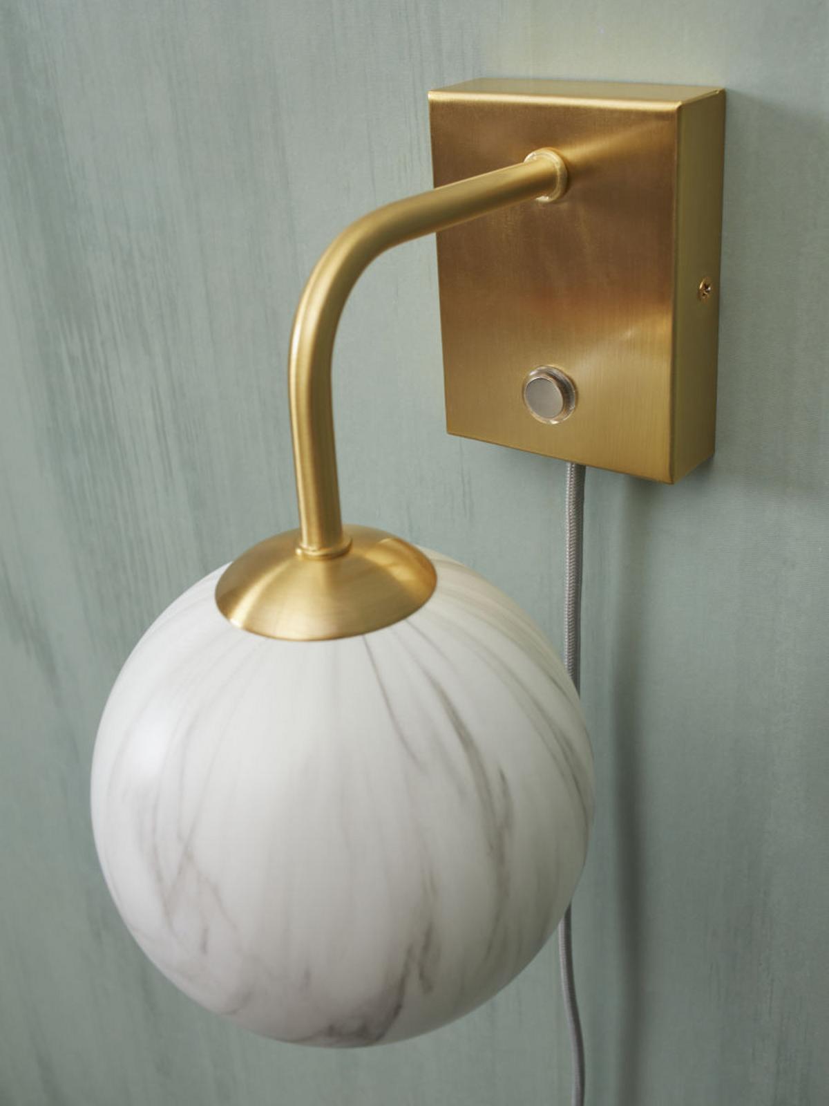 Wandleuchte Carrera 1-Flammig Mit Schalter - Goldfarben/Weiß, Basics, Glas/Metall (12cm) - It's about Romi
