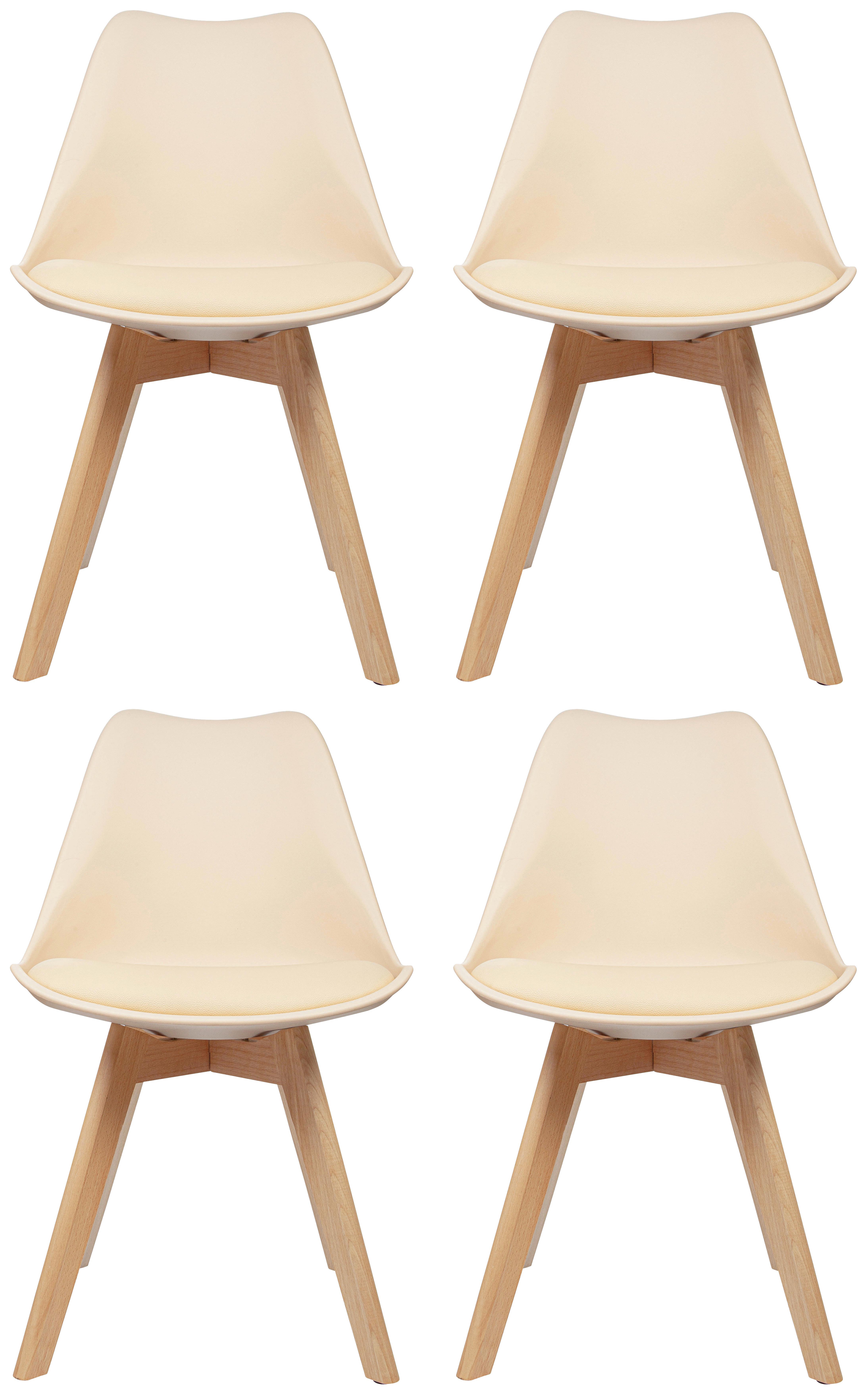 Stuhl-Set 4er Scandi Buche Dekor/Beige - Beige/Buchefarben, MODERN, Holz/Textil (48/87/56cm) - MID.YOU