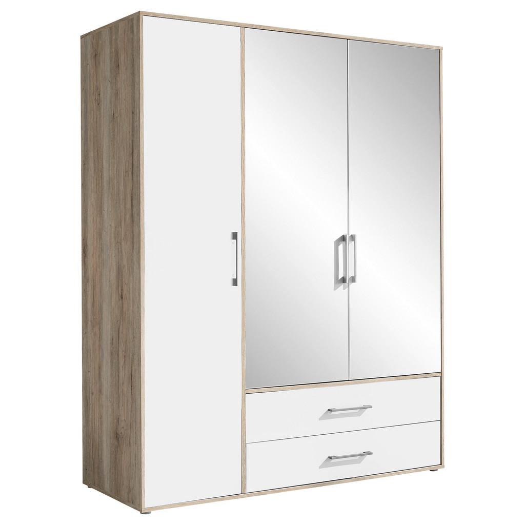 Kleiderschrank M. Spiegel 3trg Lembo San Remo/weiß B: 155 Cm