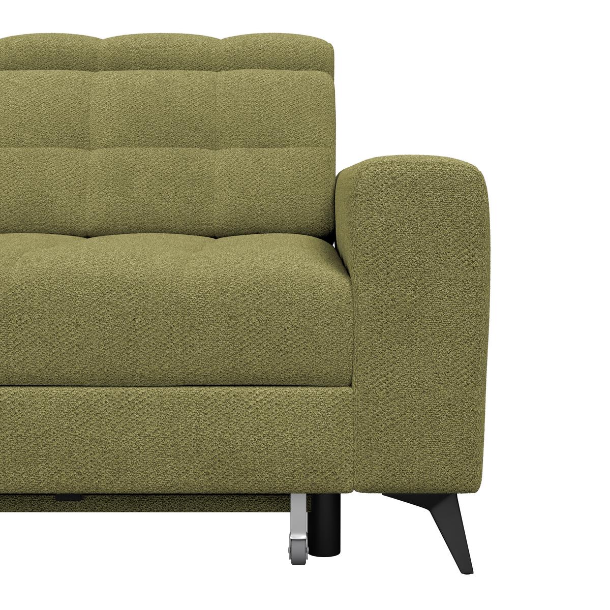 Ecksofa Barletta New Velours Grün, 228x289cm - Schwarz/Grün, ROMANTIK / LANDHAUS, Textil (228/289cm) - Luca Bessoni