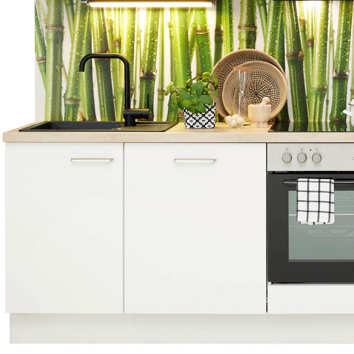 Küchenzeile Ip1200 ohne Geräte 310 cm Weiß/Eiche Dekor - Eichefarben/Weiß, Basics, Holzwerkstoff (310cm)