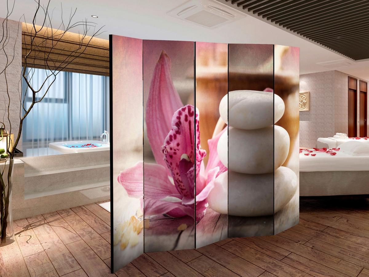 Paravent Pink Beige B: 225 cm - Pink/Beige, Basics, Holz/Textil (225/172/3cm) - artgeist