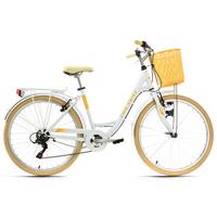 Citybike Damen 26 Zoll Cantaloupe mit Korb 6 Gänge - Gelb/Weiß, Basics, Metall (180/70cm) - Da Capo